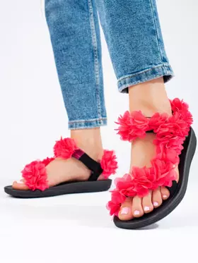 Dámske fuksiové sandále na suchý zips  s vôňou