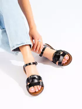 Dámske kožené sandále Potocki čierne