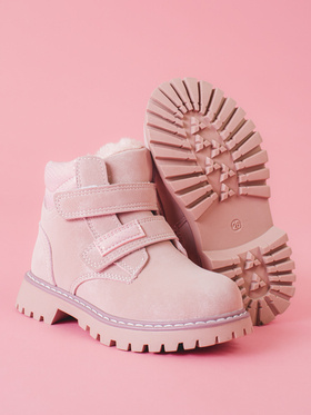 Dievčenské ružové členkové topánky so suchým zipsom Shelovet